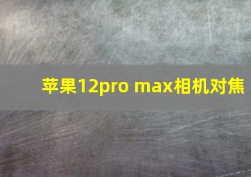 苹果12pro max相机对焦